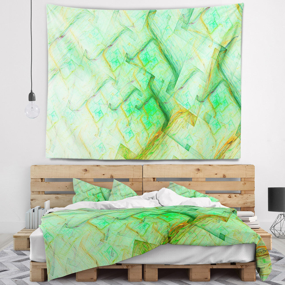 Light Green Electric Lightning Abstract Wall Tapestry, 92"x78"