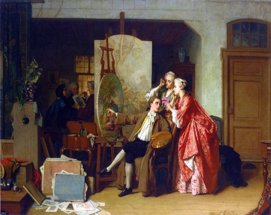 Jean Carolus A Visit to Watteau's Studio, Gallery Wrapped Canvas, 20"x25"