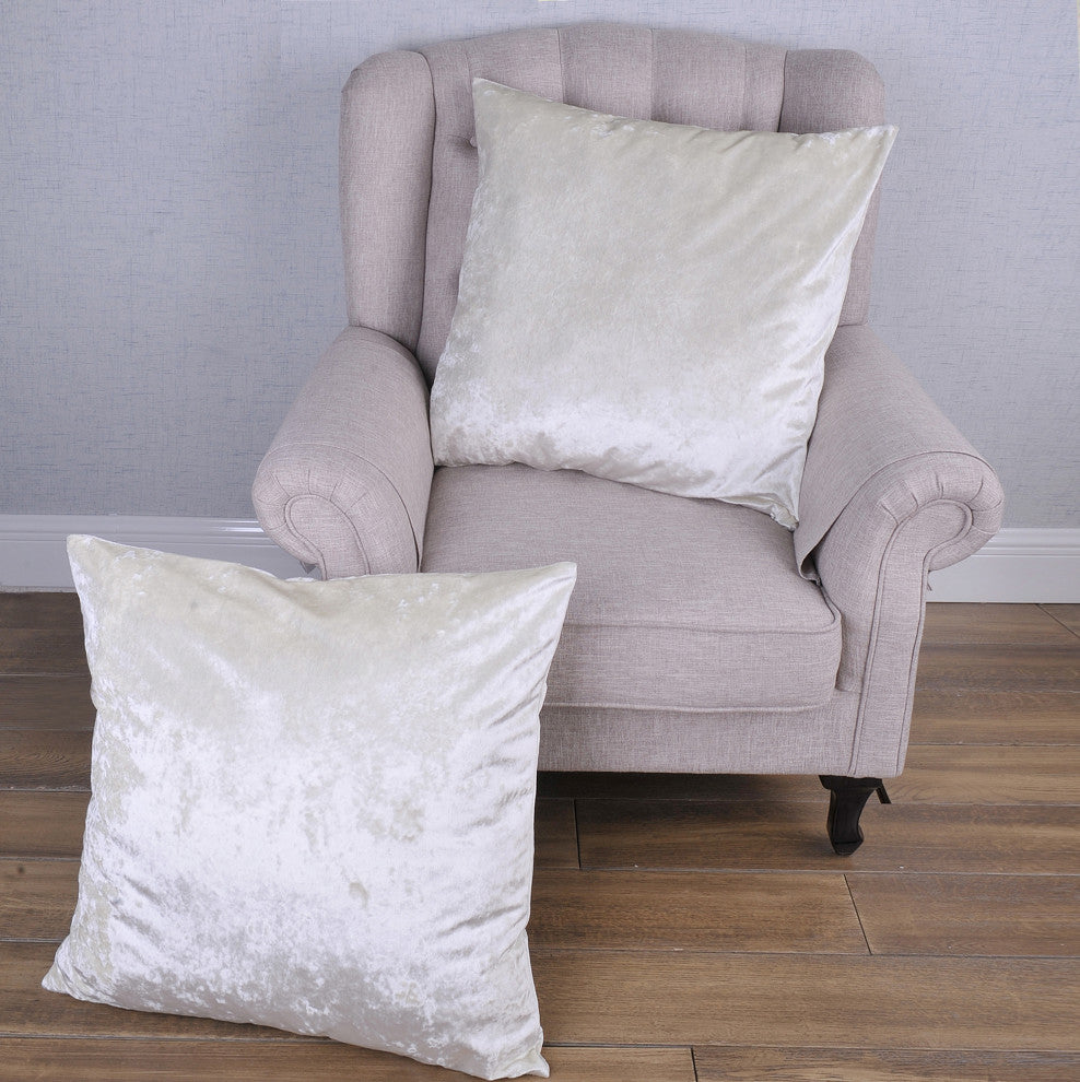 Crushed Velvet Pillow Cover 2 Piece Set, Gardenia, 26" X 26"