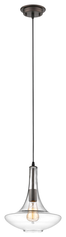 Leah 1-Light Rubbed Bronze Ceiling Mini Pendant 10"