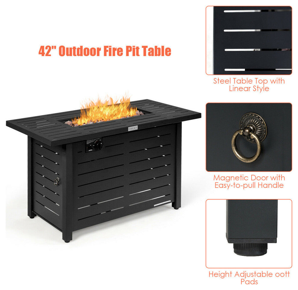 Picture Idea: Costway 42 Rectangular Propane Gas Fire Pit 60 000 Btu