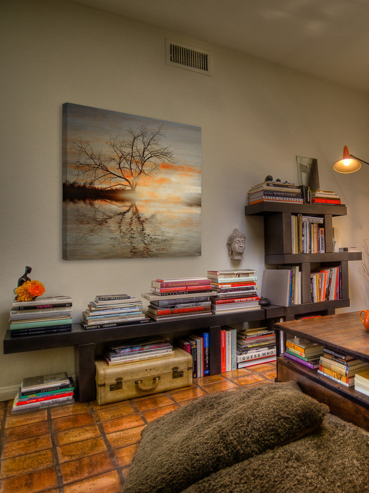 "Red Leafs B" Fine Art Canvas Print, 48"x48"