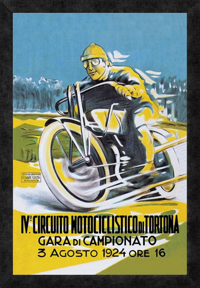 "4th Motorcycle Circuit of Tortona" Framed Canvas Giclee, 18"x26"