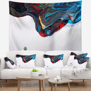 Multi Color Abstract Acrylic Paint Mix Abstract Wall Tapestry, 39"x32"