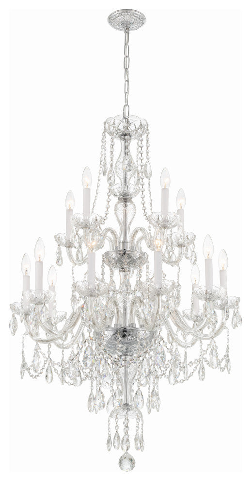 Traditional Crystal 15-Light Polished Chrome Chandelier