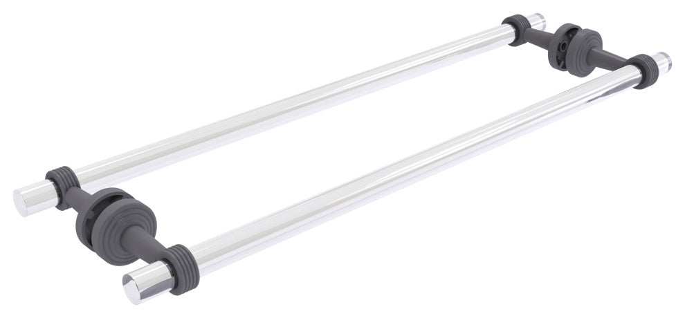 Pacific Beach 24" Groovy Back to Back Shower Door Towel Bar, Matte Gray