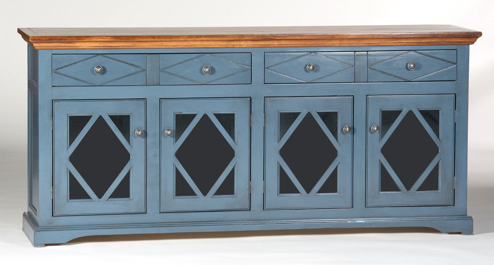 71" Shelter Bay Credenza, Antique Black Base, Concord Cherry Top