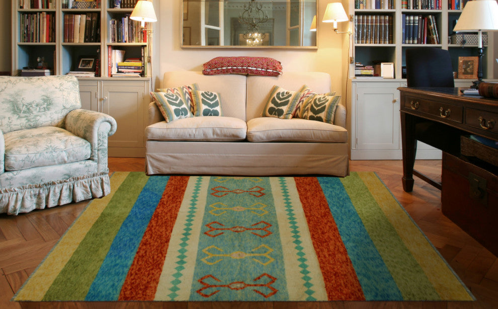 Balochi Anllela Blue/Rust Rug, 4'11x6'7
