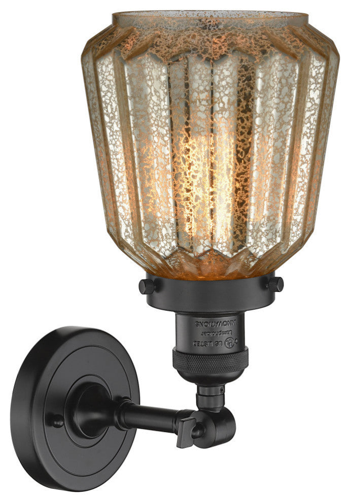 Chatham 1-Light Sconce, Mercury Fluted Glass, Oil Rubbed Bronze
