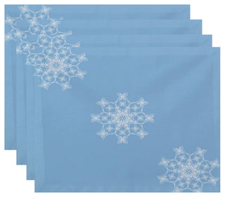 Decorative Holiday Placemat, Set of 4 Geometric, Light Blue