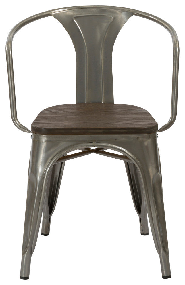 Tucker Metal and Wood Dining Armchairs, Set of 4