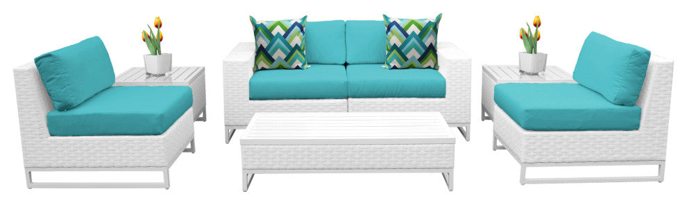 Miami 7 Piece Outdoor Wicker Patio Furniture Set 07e