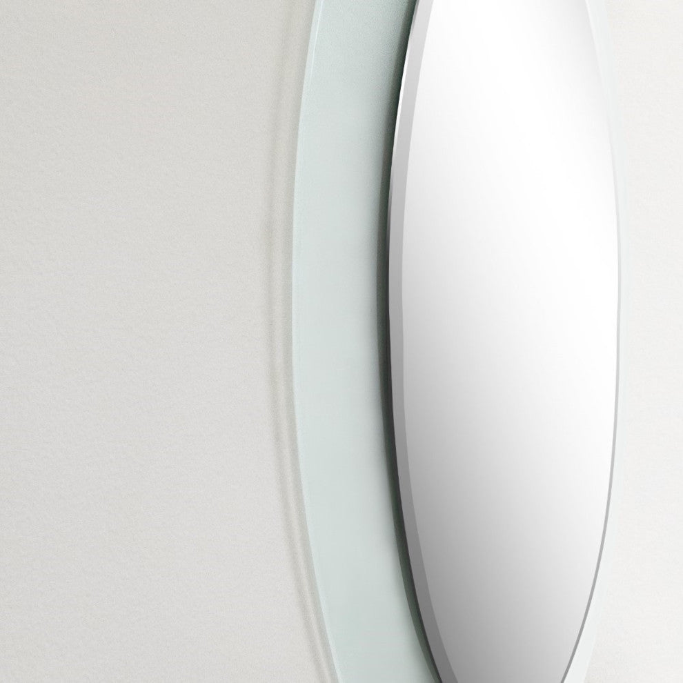 23" Oval Frosted Frame Mirror