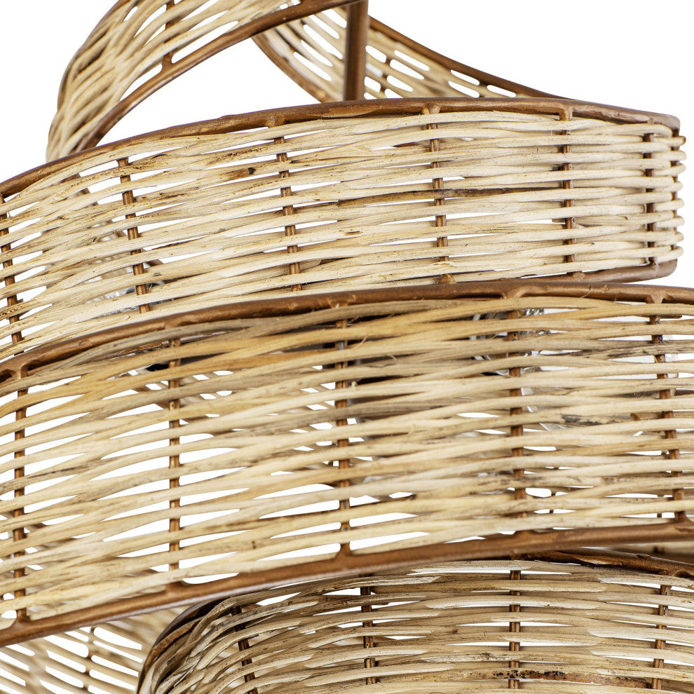 Flow 3-Lt Twist Pendant - Baguette/Natural Rattan