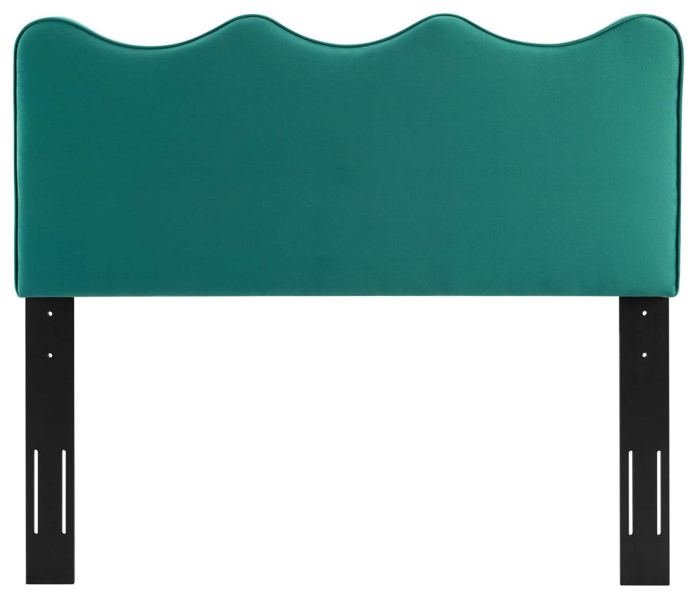 Headboard, Full Queen Size, Velvet, Teal Blue, Modern Contemporary, Bedroom