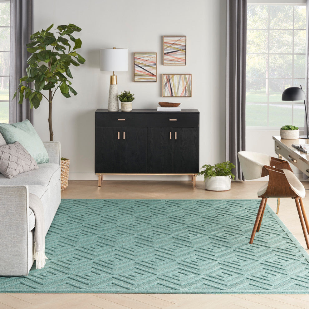 Nourison Versatile 8' x 10' Aqua/Teal Modern Area Rug