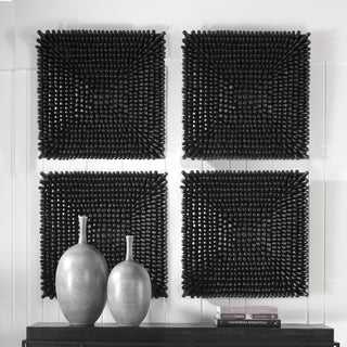 Uttermost PortSide Black Wood Wall Panel
