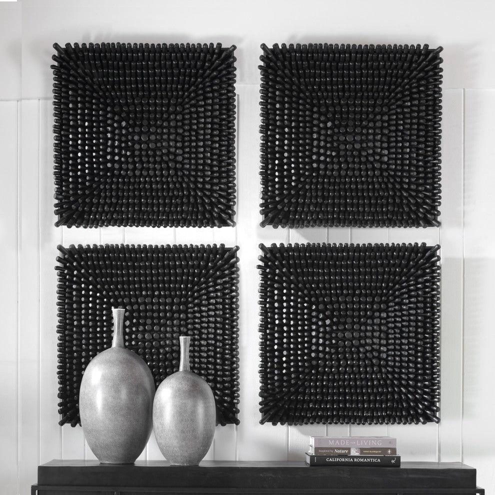 Uttermost PortSide Black Wood Wall Panel