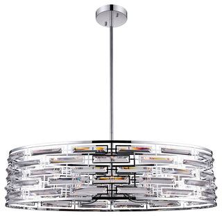 Petia 8 Light Drum Shade Island Light With Chrome Finish