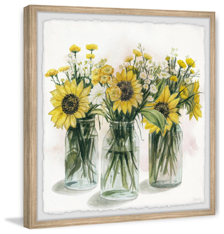 "Sunflowers, Glass Jars II" Framed Painting Print