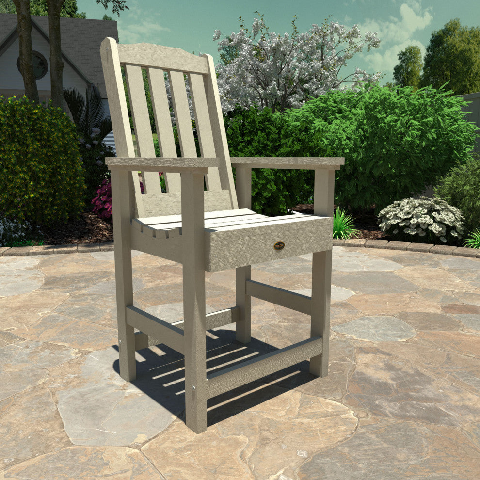 Springville Counter Dining Arm Chair, Weathered Acorn, Whitewash