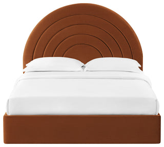 Solana Arched Performance Velvet Full Platform Bed, Rust