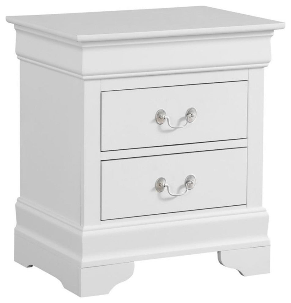 Glory Furniture Louis Phillipe 2 Drawer Nightstand in White