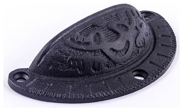 Renovators Supply 4 Pack Drawer Cup Bin Pull Cast Iron Black Cabinet Pull