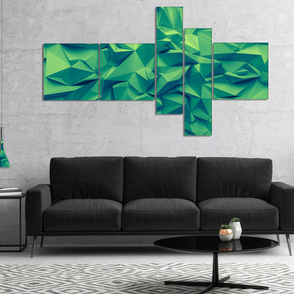 Trendy Emerald Green Background, Abstract Canvas Art Print, 60"x32", 5 panels