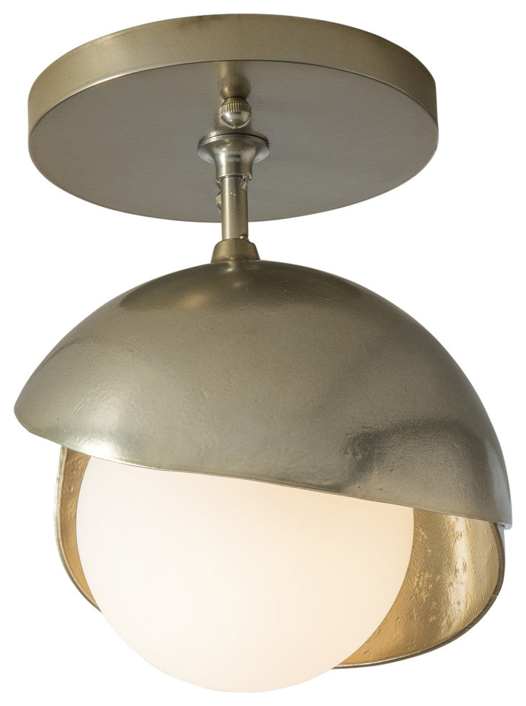 Brooklyn 1-Light Double Shade Semi-Flush, Modern Brass, Modern Brass Accents