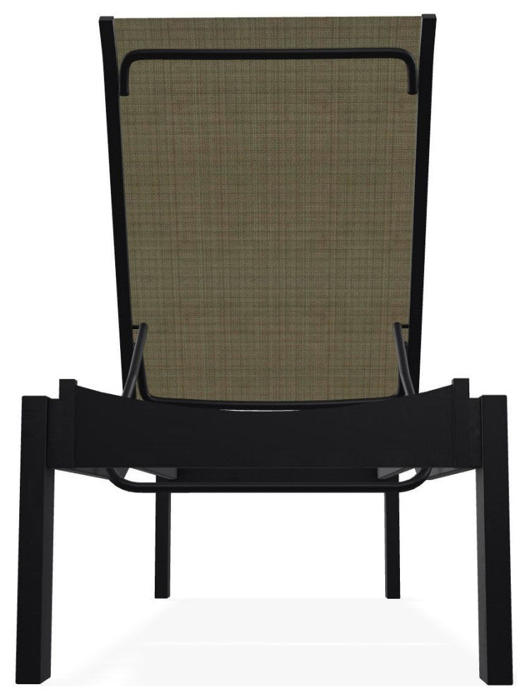 Leeward Sling Stackable Outdoor Chaise Lounge, Elevation Stone/Black