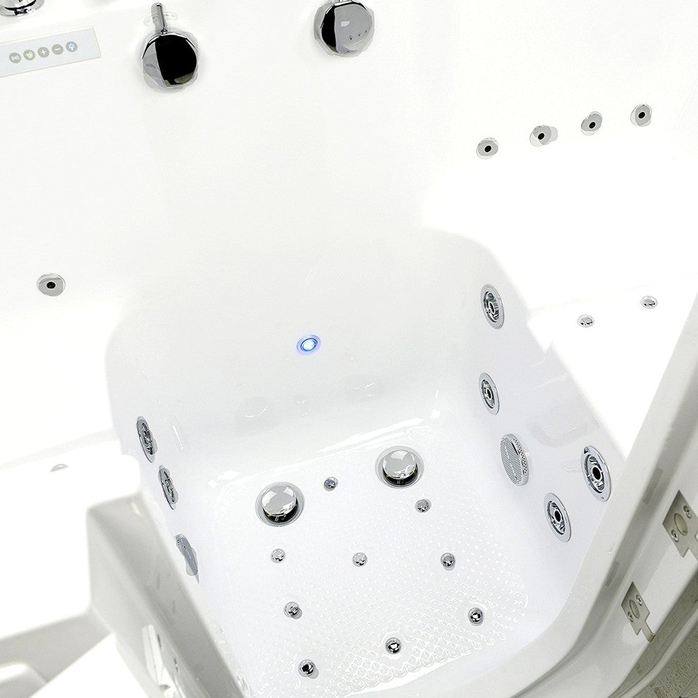 2-Seat Dual+Foot Massage Walk-In Bathtub,Outward Swing,2"Dual Drain