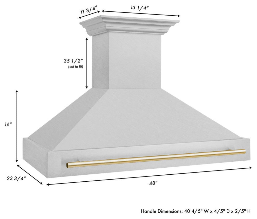 ZLINE 48 In. Wall Mount Hood, DuraSnow With DuraSnow Shell, 8654SNZ-48-G