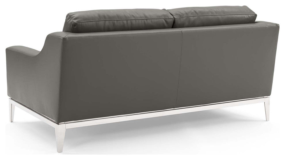 Armchair and Loveseat Sofa Set, Leather, Gray, Modern, Lounge Hospitality