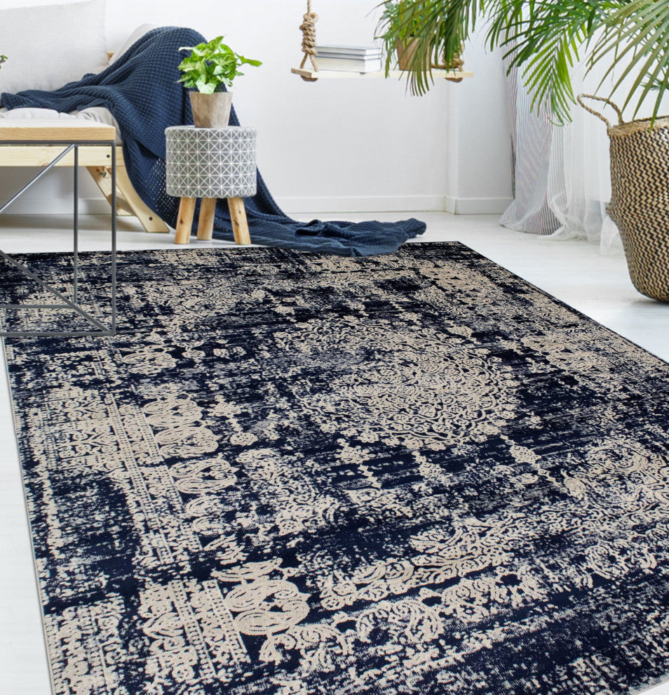 Noori Rug Lagoon Navy/Beige Rug, 9'11"x13'11"