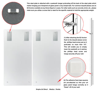 "Palm Breeze" Frameless Free Floating Tempered Glass Panel Graphic Wall Art Set
