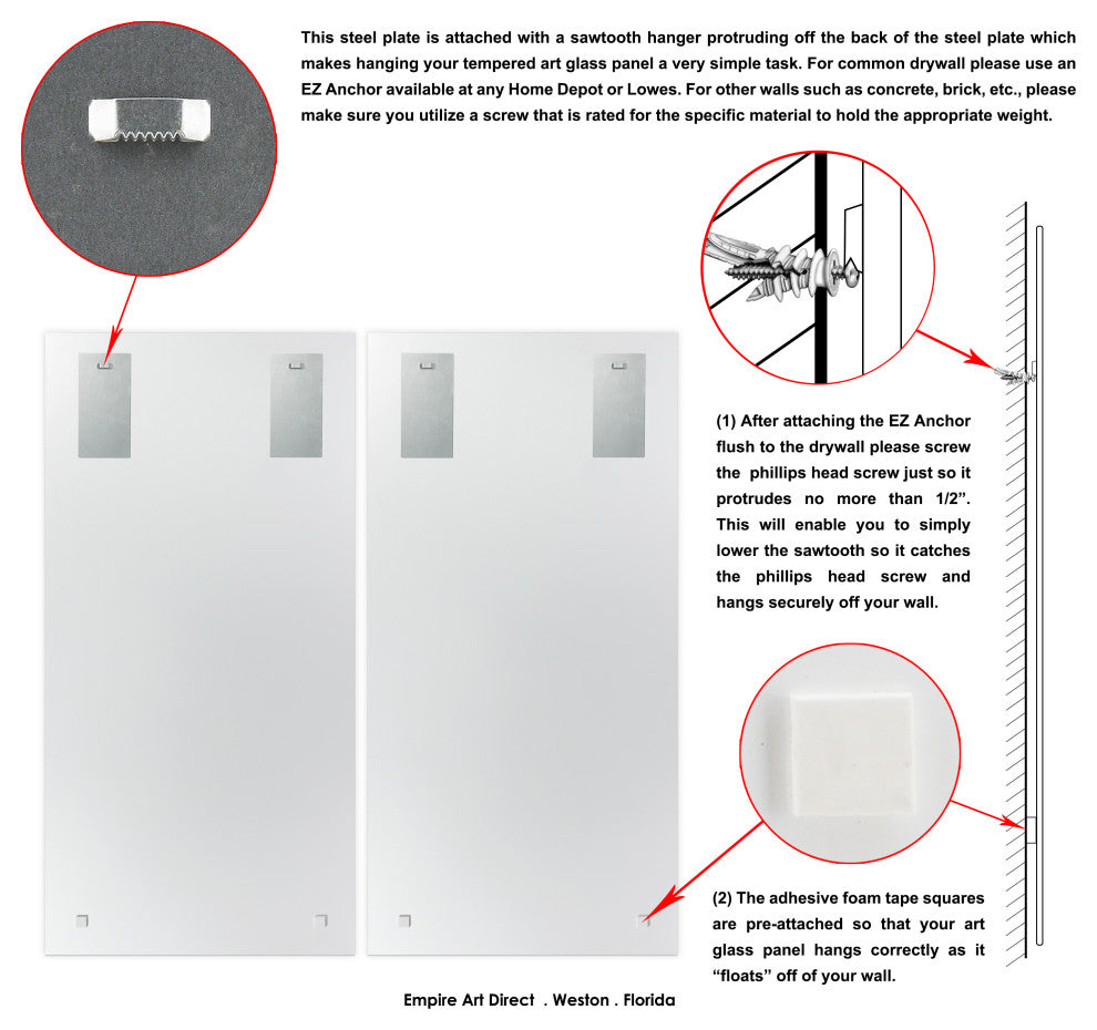 "Palm Breeze" Frameless Free Floating Tempered Glass Panel Graphic Wall Art Set
