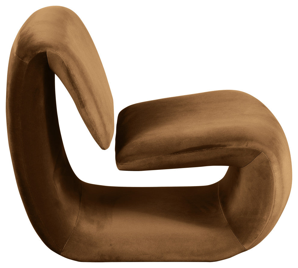 Nouveau Upholstered Chair, Saddle, Velvet