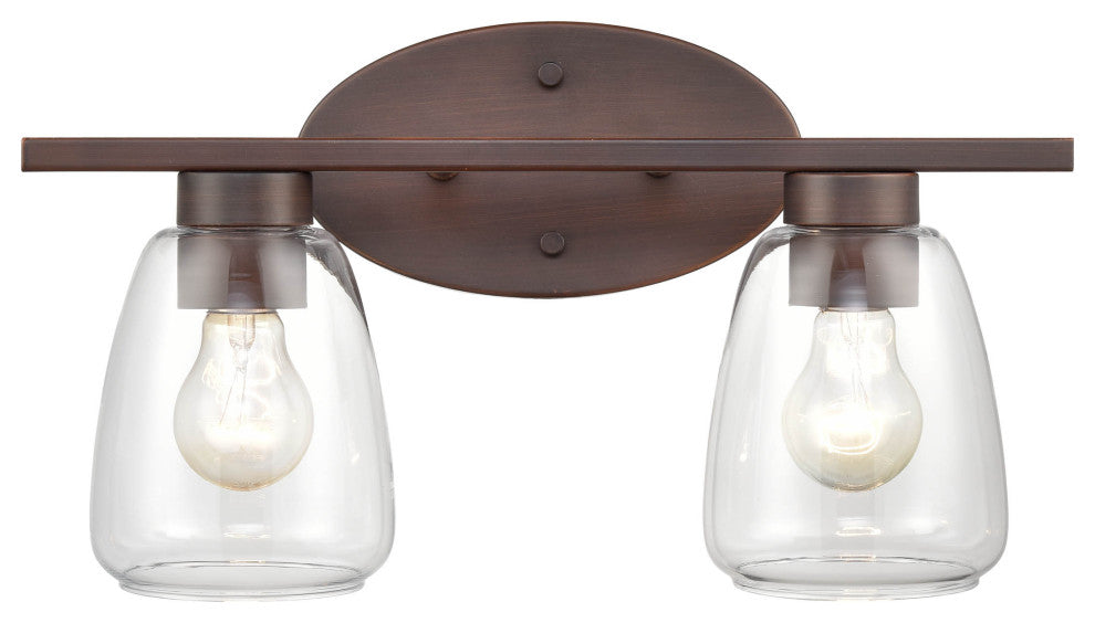 2 Light 16" Rubbed Bronze Bathroom Vanity Light