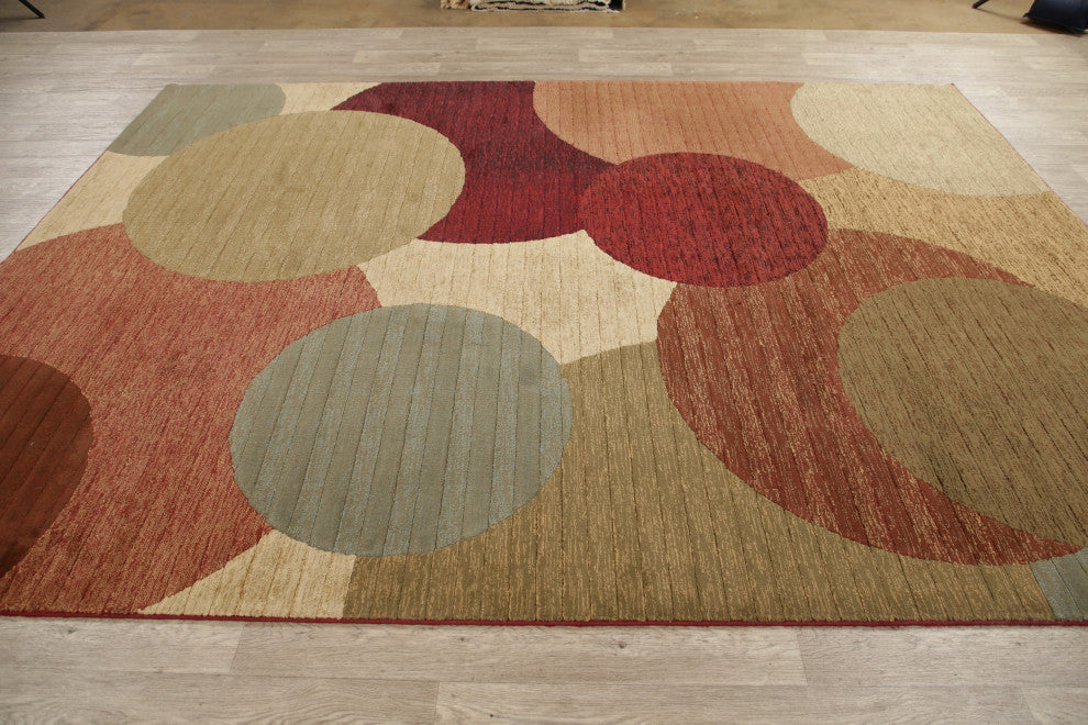 Modern Circles & Dots Carpet Transitional Turkish Area Rug, 10'10"x7'10