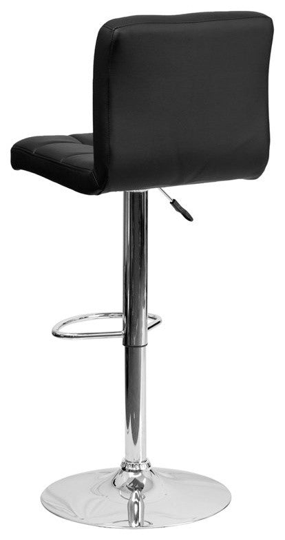 Estella Mid-Back Black Quilted Vinyl Swivel Adjustable Barstool