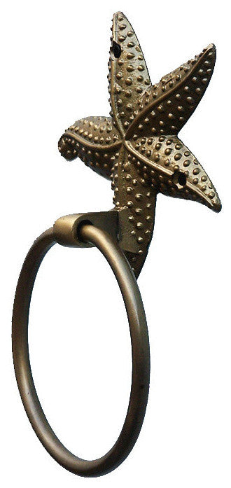 Antique Brass Starfish Towel Holder 9"