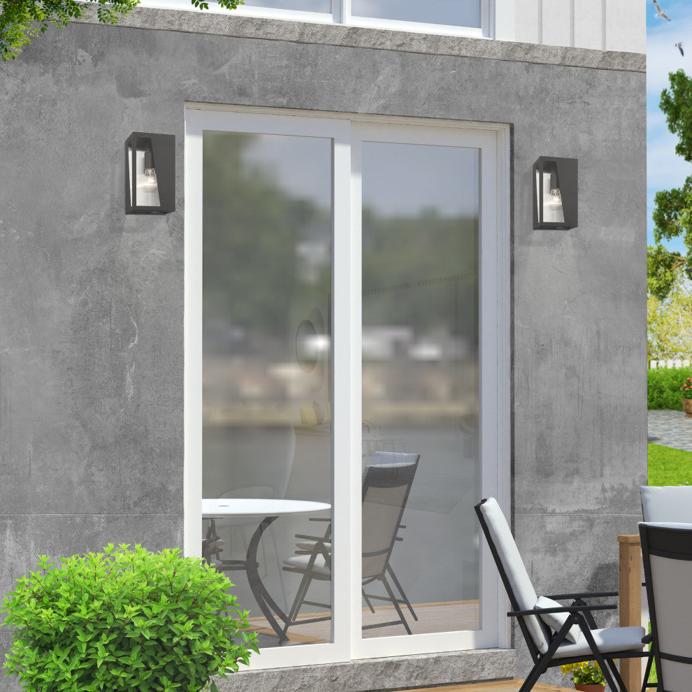 Forsyth 1-Light Black Outdoor Medium ADA Wall Lantern