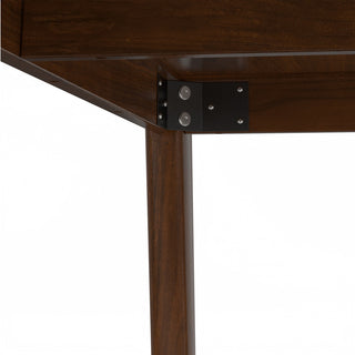 Draper Solid Wood Mid Century Rectangle Dining Table, Walnut Veneer