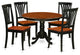 5 Pc Table Set, Round Dinette Table And 4 Dining Chairs, Black And Cherry