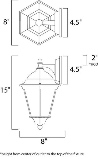 Maxim 1000 Westlake 15" 1 Light Wall Sconce - Black / Clear Glass