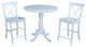 36" Round Extension Dining Table 36"H With 2 X-Back Counter Height Stools