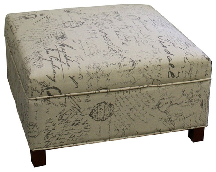 Postcard Print Square Ottoman