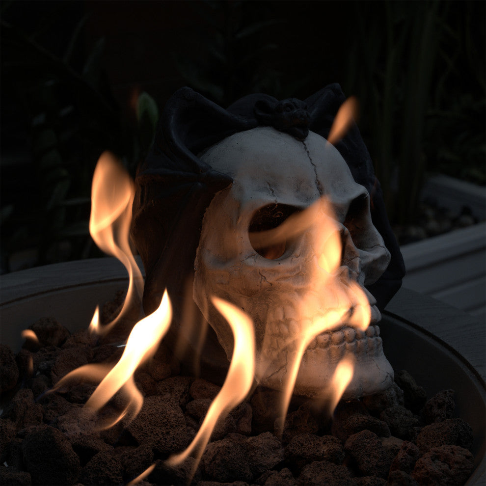 Gewnee Fire Pit Demon Skull Gas Log for Ventless & Vent Free