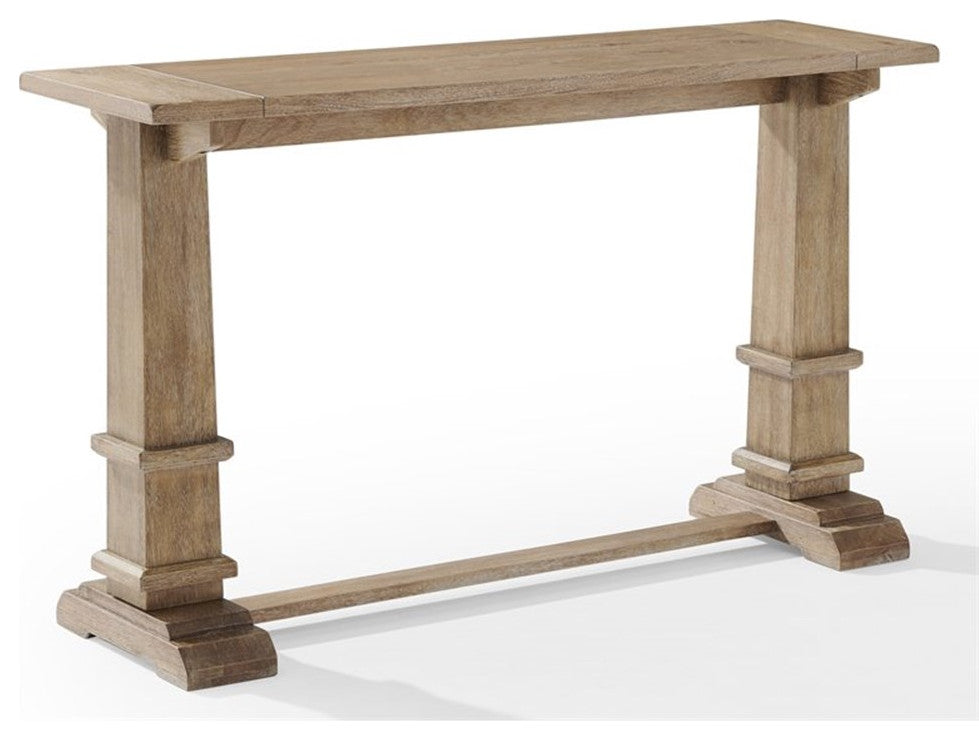 Pemberly Row Rectangular Top Farmhouse Wood Console Table in Rustic Brown